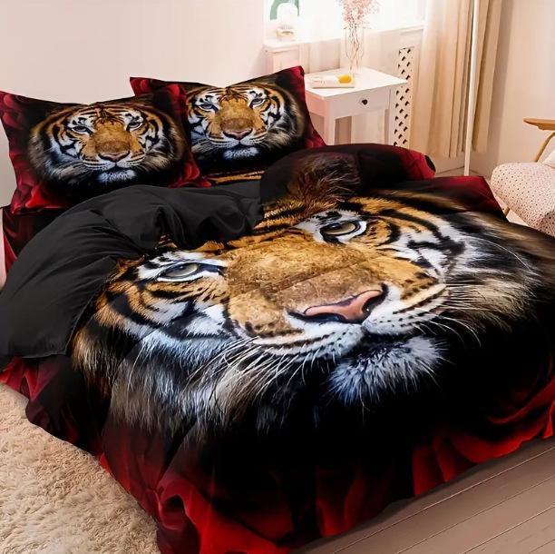 Bedding Three-Piece Set 3D Digital Printing Animal Cat And Dog Bed Sheet Quilt Cover
