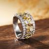 Xiaomi Huitan Women Ring Hollow Design Fashion Luxury Party Two Tone Accessories Wedding Charming Noble Jewelry Inlaid Sparkling CZ