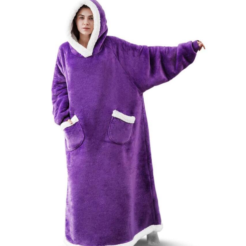 Extended Vertical Pocket Fleece Lazy Blanket Flannel Lamb Wool TV Shopping TV Blanket