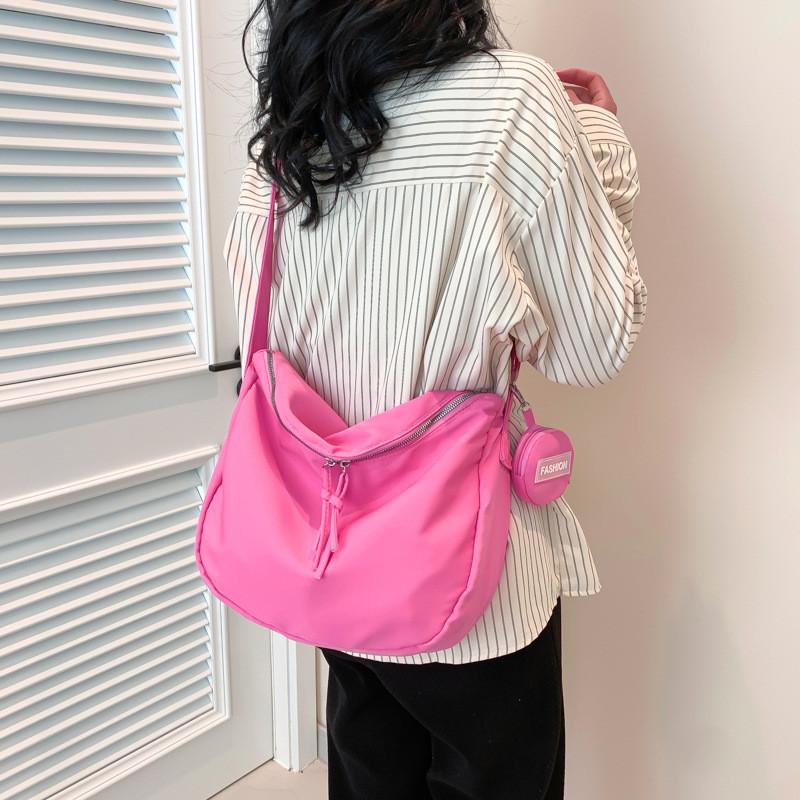 Stylish Fashionable Solid Color Women's Shoulder Bag Canvas Tote For College Students