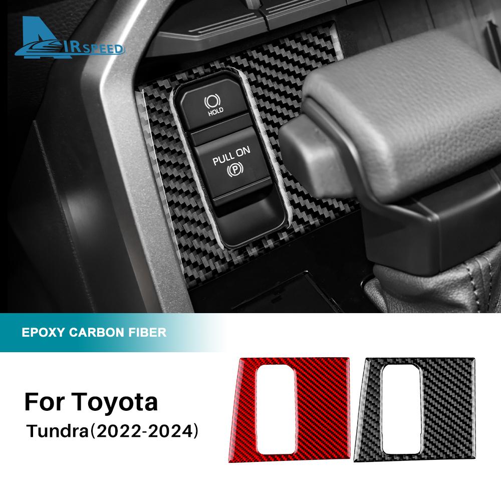 Real Soft Carbon Fiber Sticker For Toyota Tundra 2022 2023 2024 2025 Car Handbrake Switch Interior Trim Decor Accessories LHD
