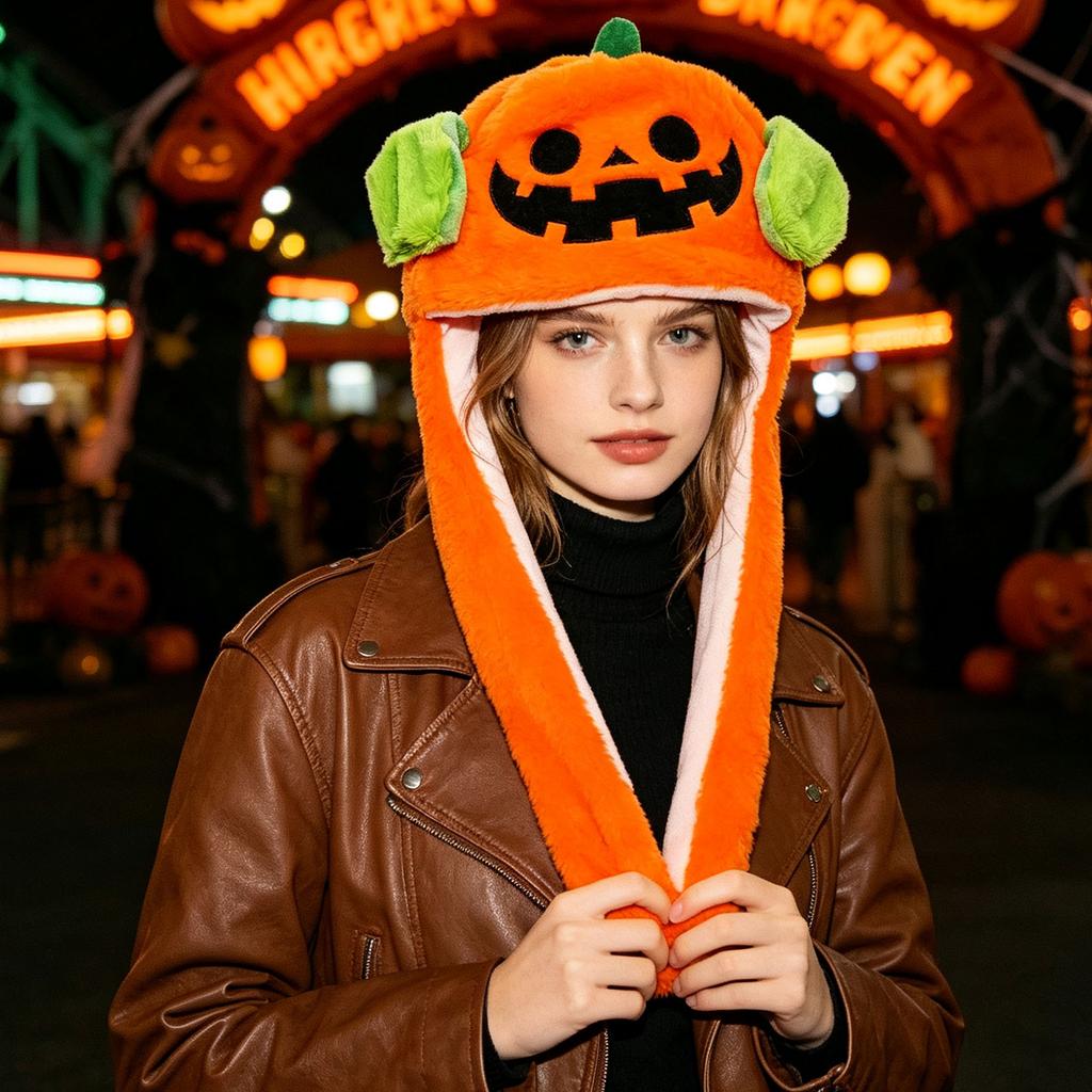 Halloween Novelty Plush Hat with -Activated Moving Ears for Costume Parties