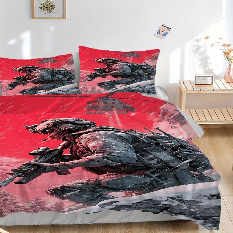 3-teiliges PUBG Bettwäsche-Set - Perfekt für dekorative Schlafzimmer, Gästezimmer, Wohnzimmer, Hotels | Ideales Geschenk für Fans, Reisende, den täglichen Gebrauch | Fes