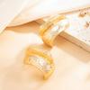 Salircon 2026 New Creative C-Shape Metal Stud Earrings Women Punk Gold Color Irregular Texture Geometry Piercing Ear Accessories
