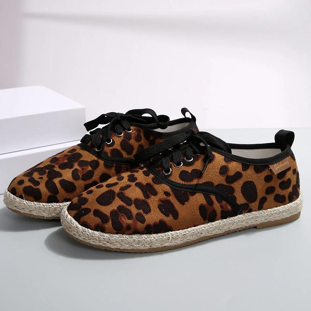 Fashion Breathable Linen Casual Flat Shoes Woman Espadrilles Loafers Ladies Comfy Houndstooth Print Canvas Zapatos Soft Driving Footwear