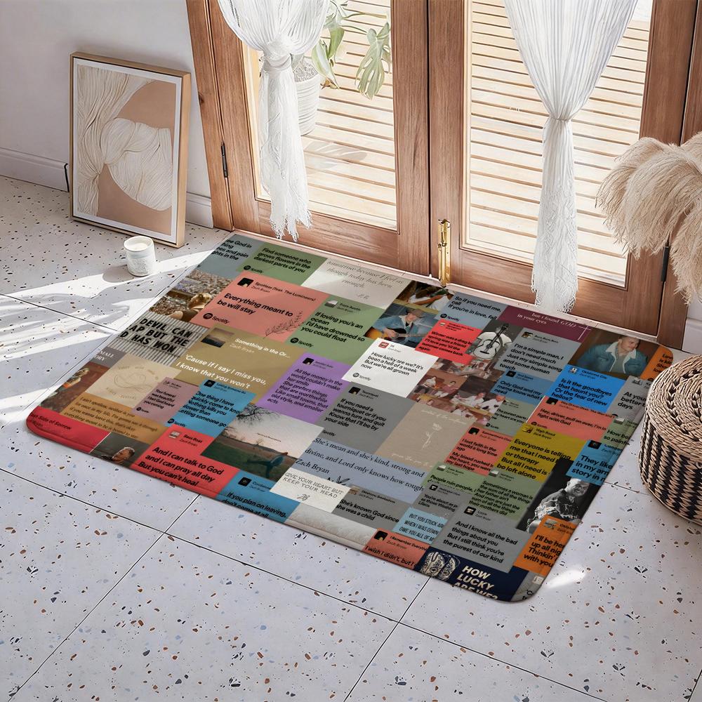 Singer Z Zach Bryan Floor Mat Eco Flannel Doormat Non Slip Odorless Indoor Floor Rug Soft Short Plush Home Mat