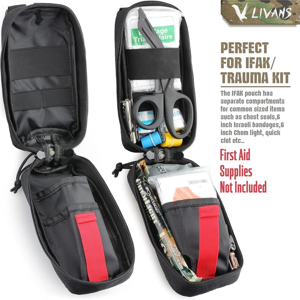 Tactical Molle Medical IFAK Pouch, Tactical EMT First Aid Pouch IFAK Trauma Kit Everyday Carry Survival Bag Include Cross Patch