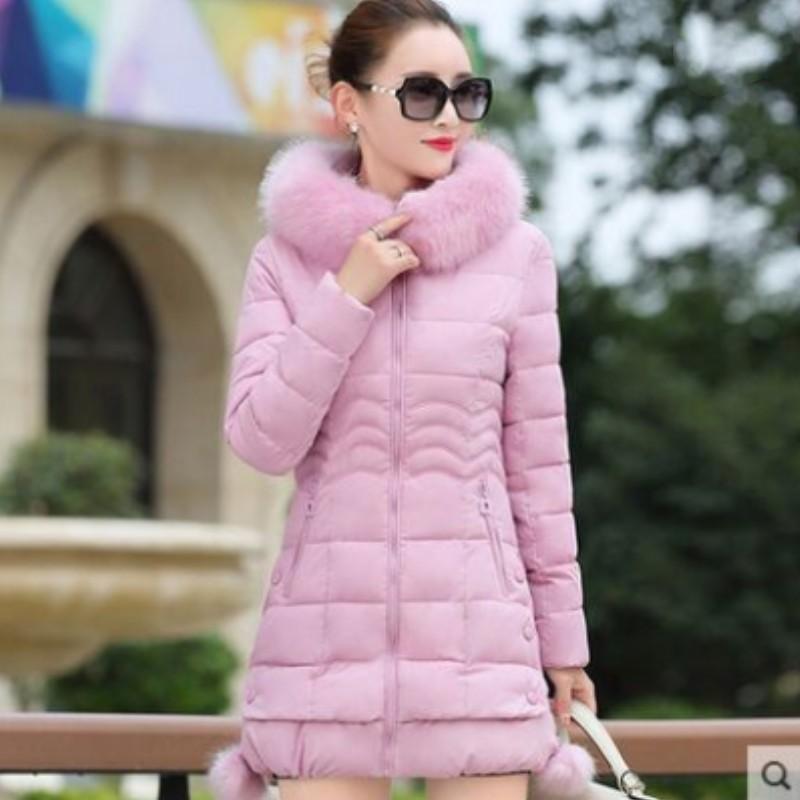 Women's Korean Version of Slim Mid-length Cotton Jacket Solid Color Hooded Temperament Jacket