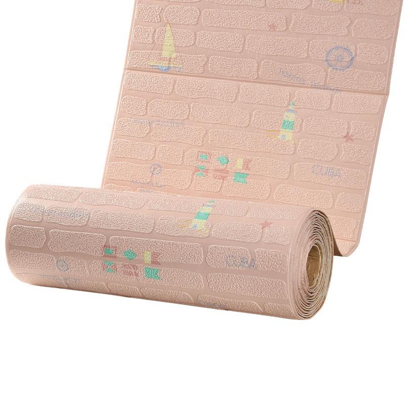 3D Self Adhesive Cartoon Foam Wall Panels Wallpaper for Kids Room Soft DIY Brick Wall Sticker Waterproof & Moisture Proof Home Decor
