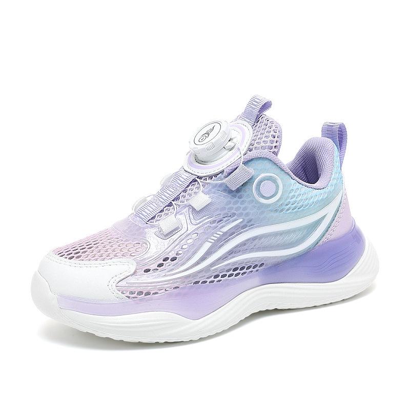 Girls' Sneakers2026New summer children's mesh breathable, non-slip, shock-absorbing running shoes with rotating buckles, trendy design