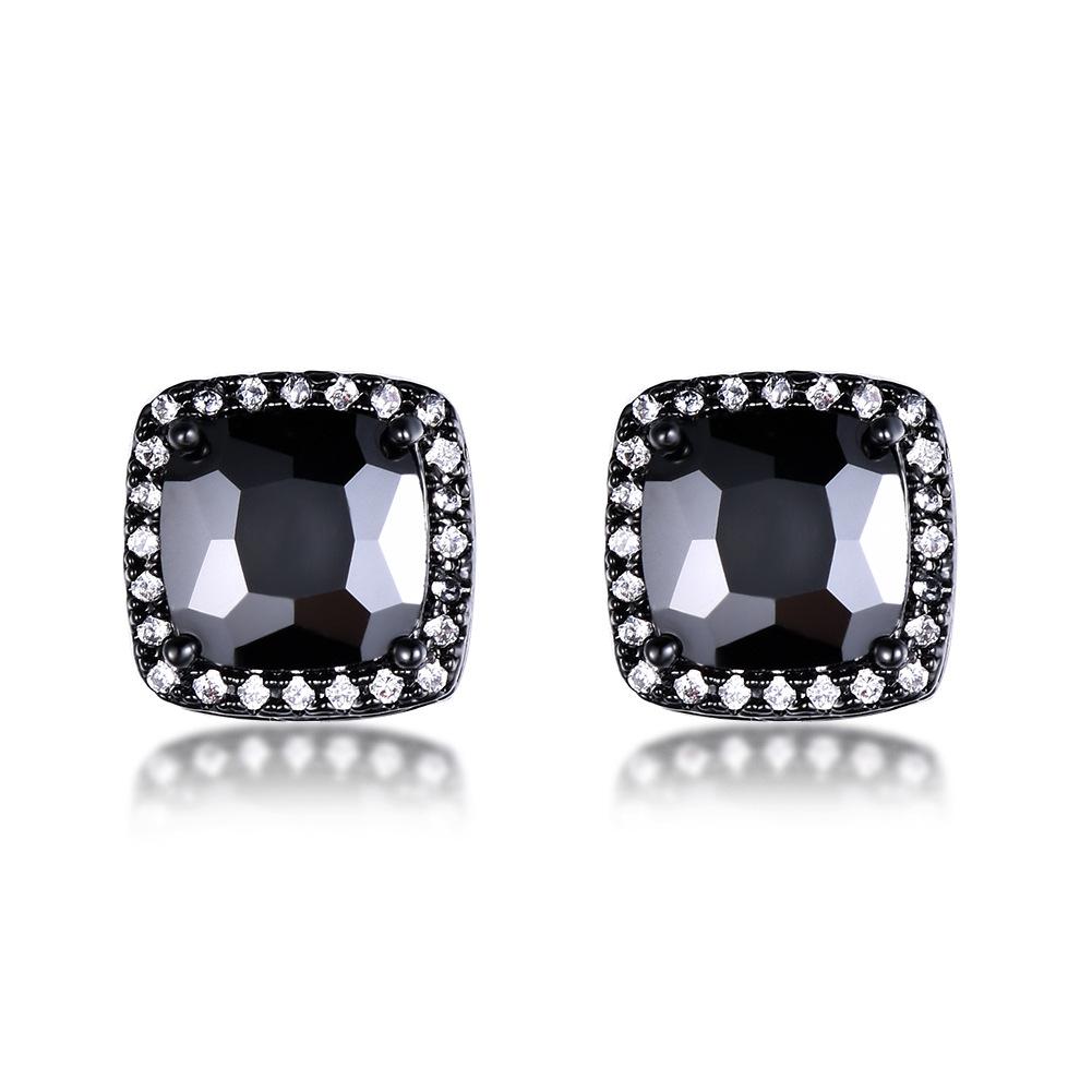 Luxury Female Yellow Pink Stone Earrings Fashion Silver Color Wedding Jewelry Vintage Double Stud Earrings for Women