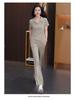 2025 Summer Trendy Chinese Casual Sportswear: Slimming Wide-Leg Pants Two-Piece Set