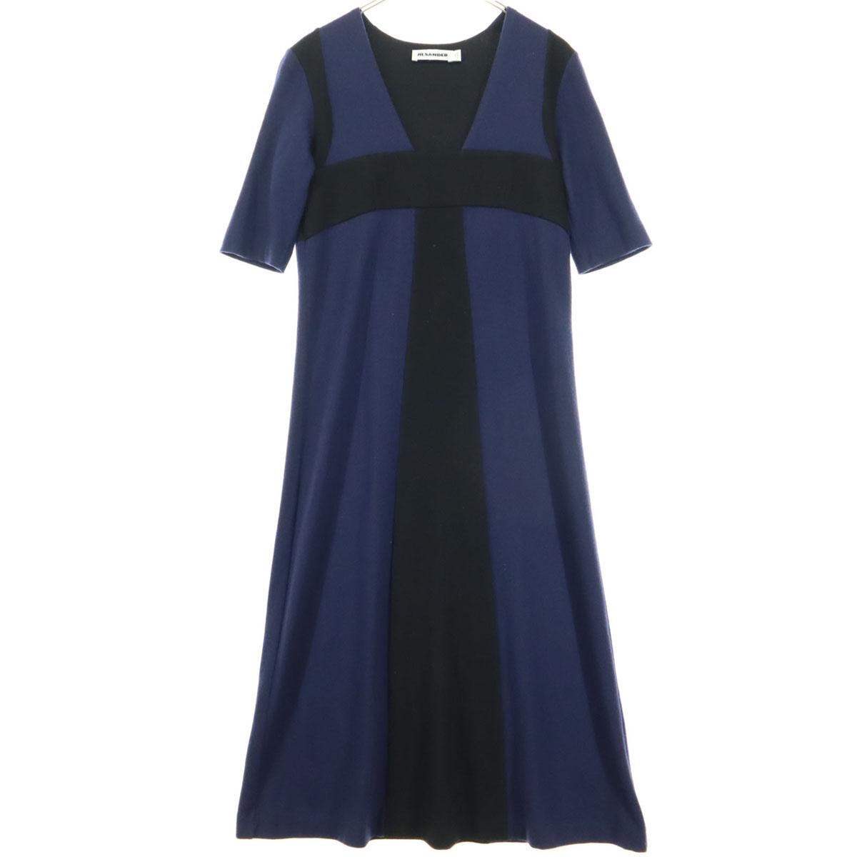 

JIL SANDER сделано в Италии Короткий рукав Длинное платье Темно-синий Женский Б/У