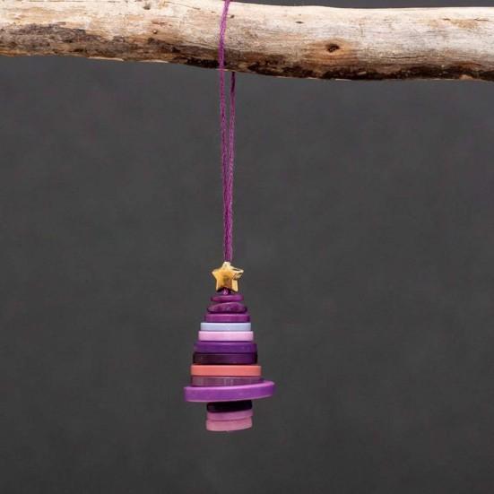 Yousheng DIY Green Button Christmas Tree Ornament Kit Fun Christmas Buttons Crafts Making Set Handmade Stacked Buttons Xmas Tree Hanging Decoration