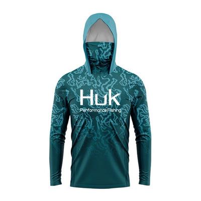 Mens Quick-Dry UV Protection Fishing Shirt With Hood Face Cover Lightweight Breathable Long Sleeve Top In Milk Silk Fabric