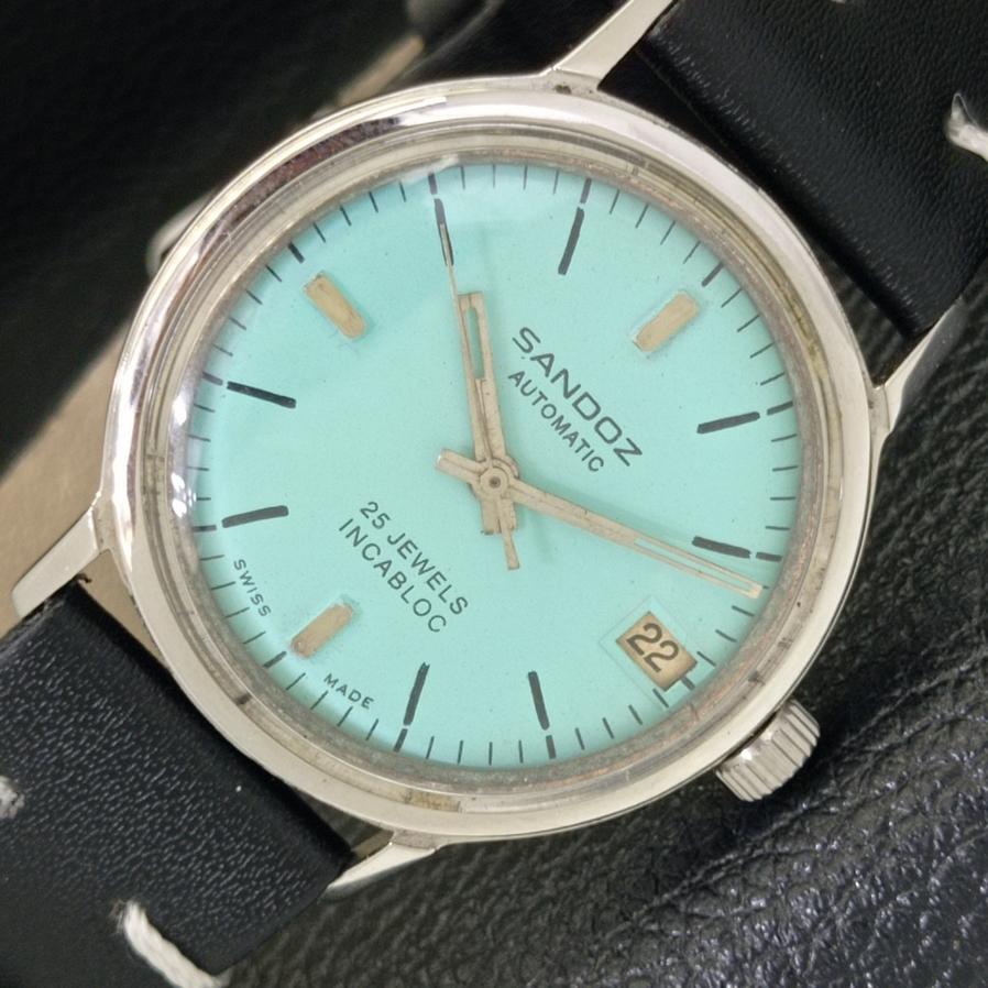 

Б/у часы мужские швейцарские автоматические Sandoz с бирюзовым синим циферблатом и датой a427745-2 R1054-a427745