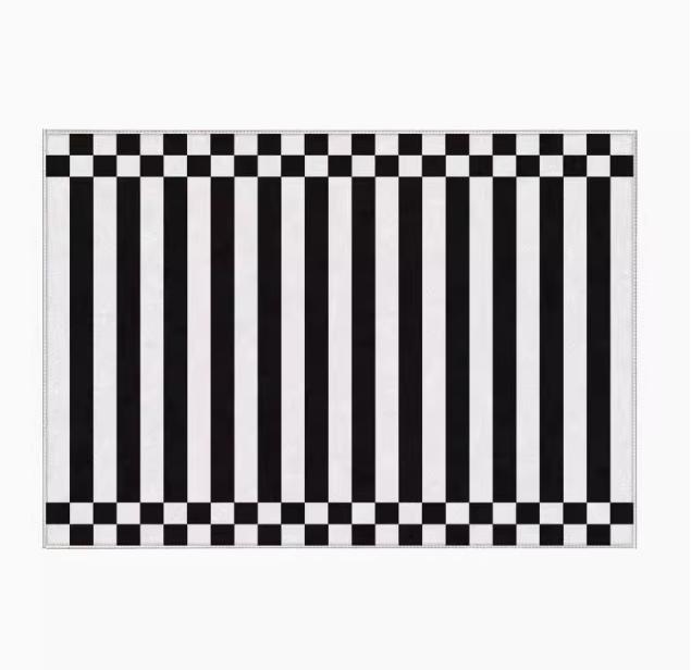 Light Luxury Rugs for Bedroom Black White Plaid Living Room Decoration Carpet Fluffy Soft Study Rug Home Thicken Plush Floor Mat