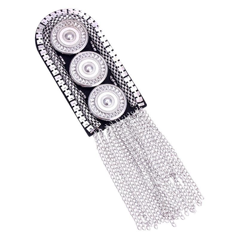 Metal Tassel Epaulette Shoulder Accessories Patch Punk Rock Brooch Tassel Epaulets Punk Style Metal Texture Fringe Epaulette