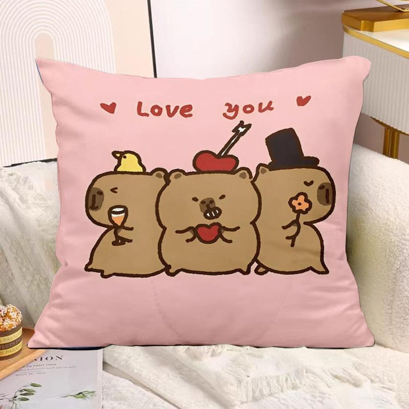Cute Capybara Print Decorative Pillowcase Bedroom Living Room Square Cushion Pillowcase