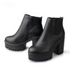 Stivali Donna Moda Stivali Donna Tacco Quadrato Plateau Scarpe Donna Stivali Pump Alti alla Coscia in Pelle PU Scarpe Moto
