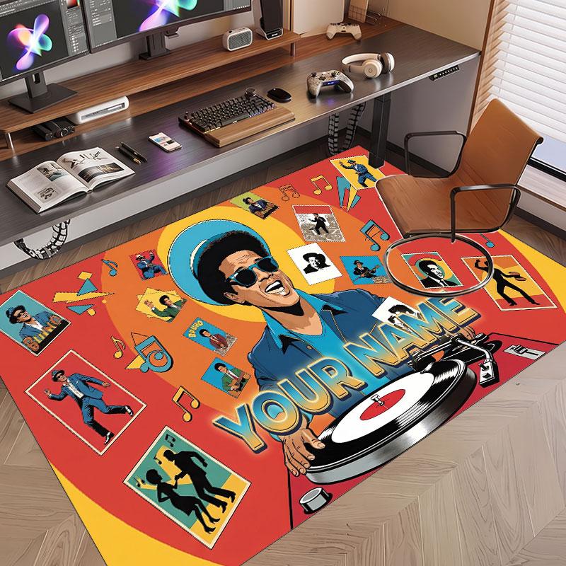 Custom Name Crystal Velvet Rug,Bruno Mars Comfortable Anti Slip Floor Mat For Room Decoration