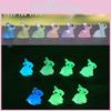Adorabile Coniglietto Resina Luminoso al Buio Miniatura per Terrari e Espositori