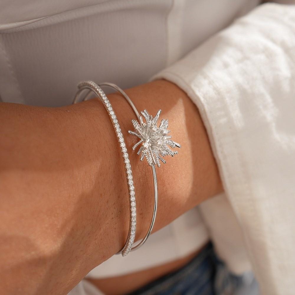 Arm Cuff Flower Cuff Bangles Zircon Exaggerated Bracelet  Party Dress Decoration