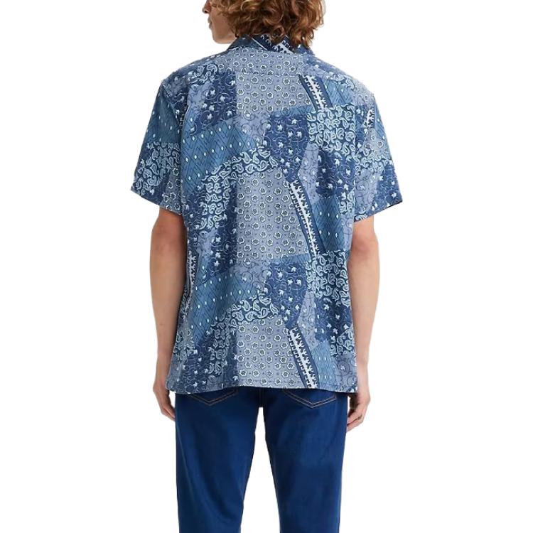 Levis Zomer 23 Bedrukt Knopen Korte Mouw Shirt Heren shirts Blauw 72625-0069