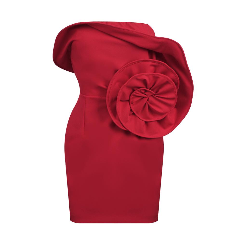 

Новое летнее красное платье-труба с 3D-цветочным принтом - модная мини-юбка в европейском и американском стиле Small красный