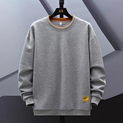 Men's Spring/Fall Crew Neck Long-Sleeve T-Shirt Youth Waffle Weave Sweatshirt