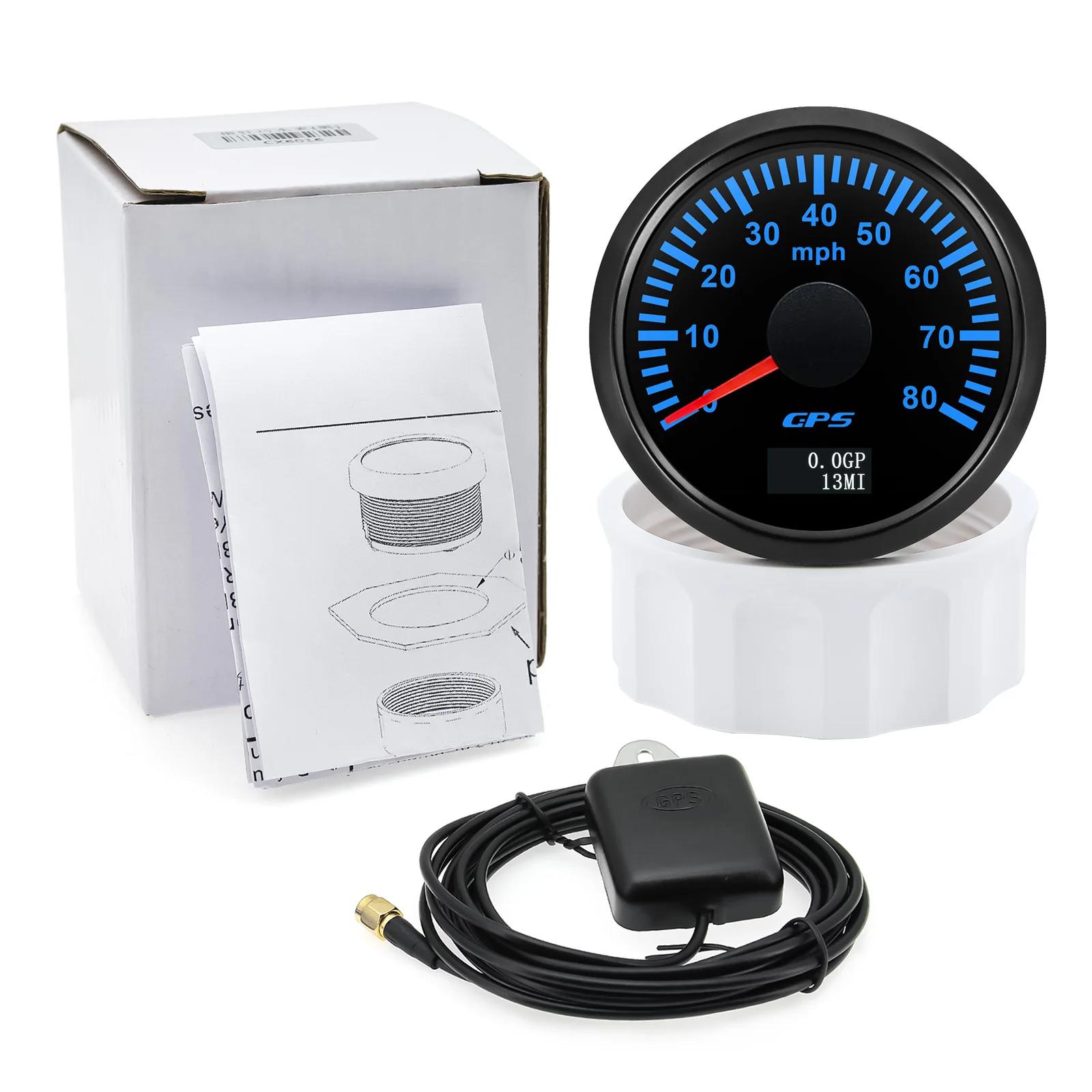 HD 52mm Marine Boat Digital GPS Speedometer Odometer Gauge 30MPH 60MPH 0-80MPH 0-120MPH 0-200MPH For Car Motorcycle 12V/24V 80MPH BN