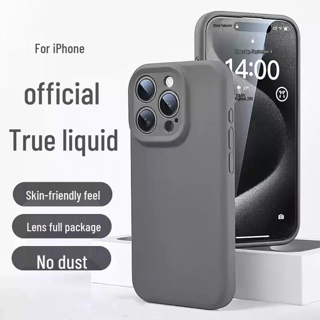 Liquid Silicone Case for iPhone 15 Pro Max with Full Lens Coverage
