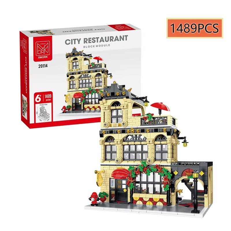 1489 Teile Moc Kreative Stadt Westliches Restaurant Straßenansicht Gebäude Lde Bausteine Modell Architektur Kinder Puzzle Spielzeug