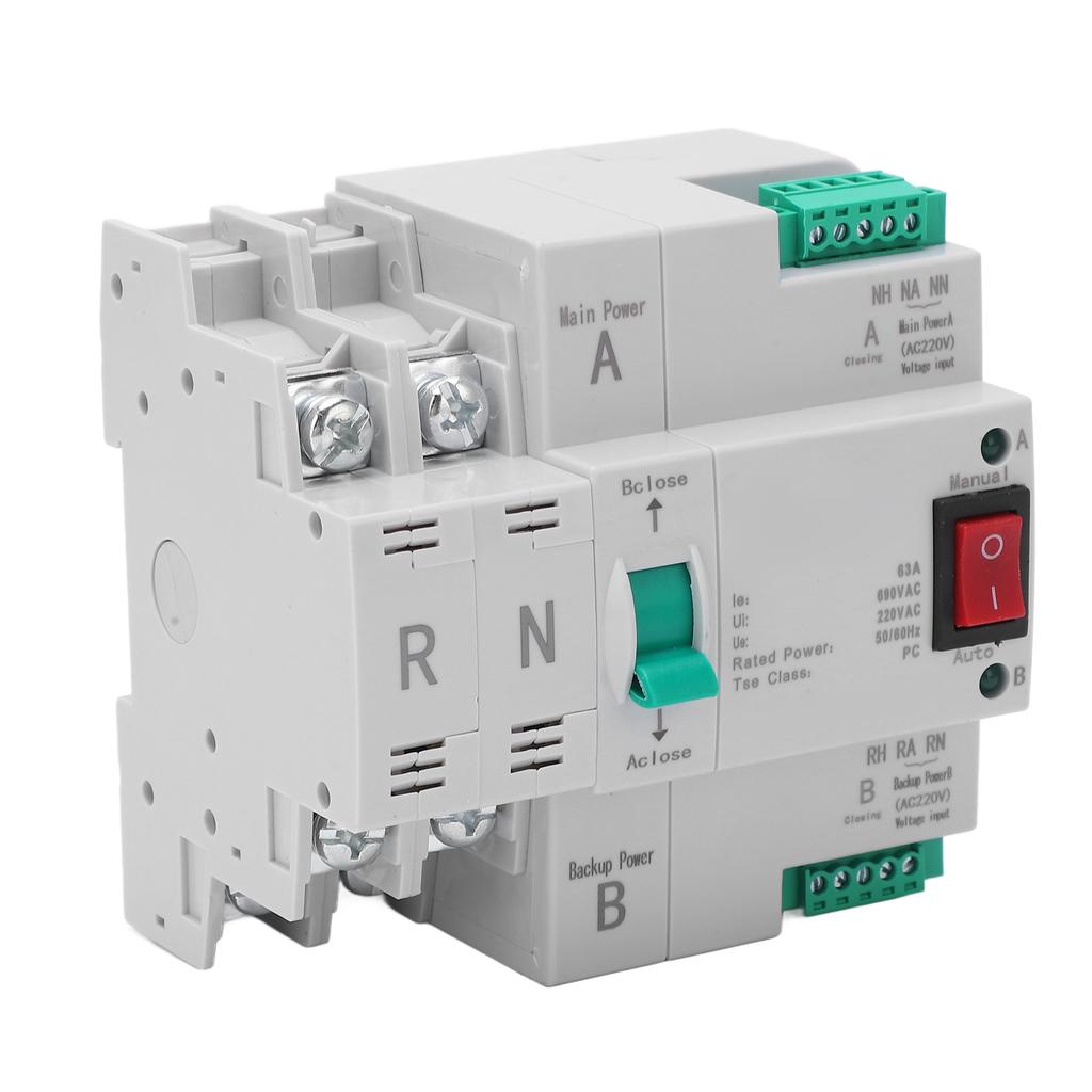 Dual Power Automatic Transfer Switch 2P DIN Rail Installation Quick Switching Electrical Selector Switch AC 220V