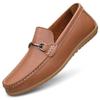Men's Small Casual Leather Slip-on Shoes, Soft Sole, Breathable, Handmade, Large Size Driving Shoes.