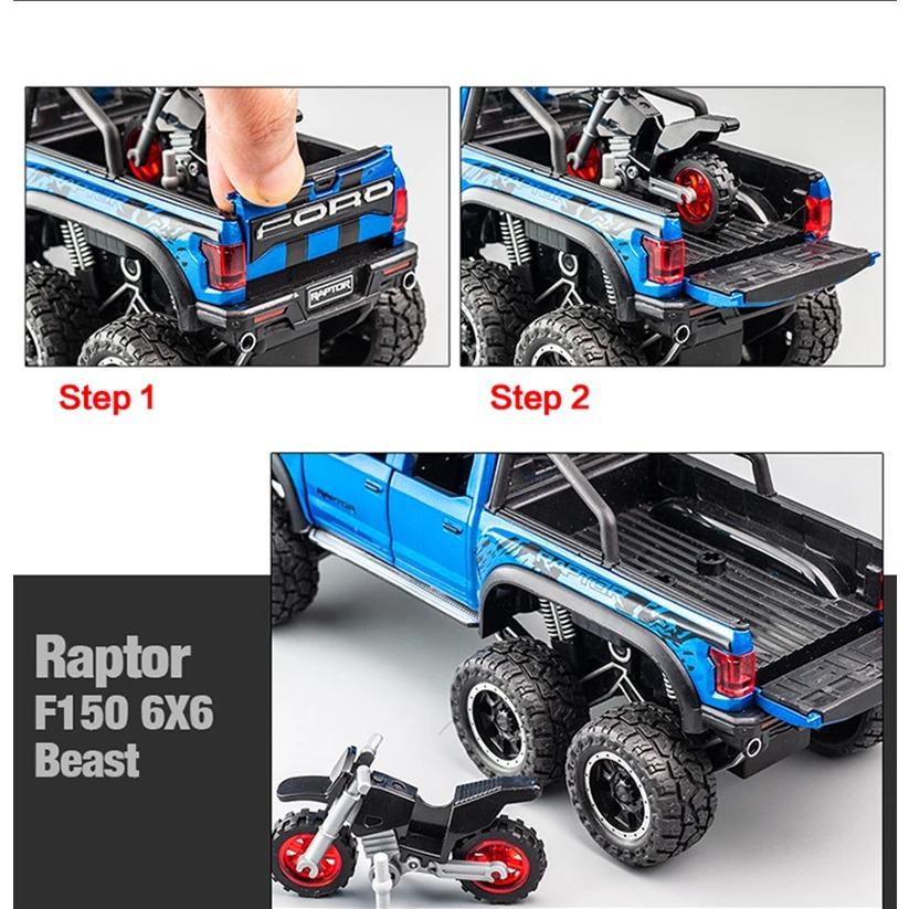 1/28 Ford Raptor F150 Alloy Car Model Diecast Toy Metal Modified Off-Road Vehicles Car Model Sound Light Collection Kids Gifts
