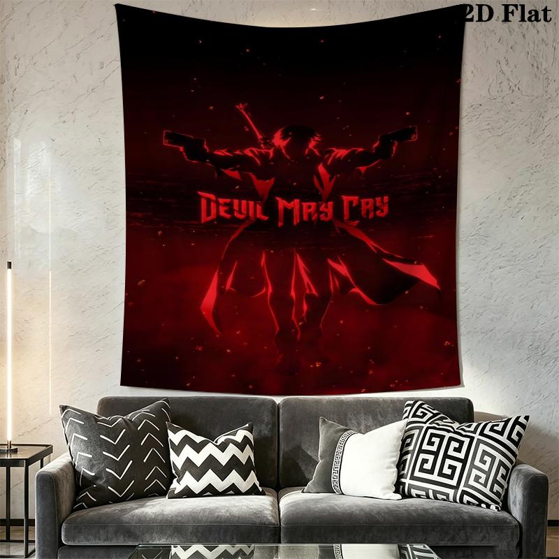 Devil May Cry Wall Tapestry Aesthetic Wall Hanging Printed Fabric Blanket Decorative Tapestries for Bedroom Living Room Home Decor