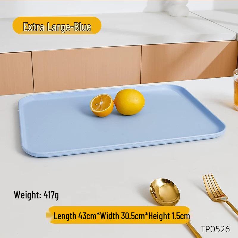 PP Wood Grain Plastic Serving Tray - Rectangular, Food Grade, Round Edges, Commercial Bread Plate.