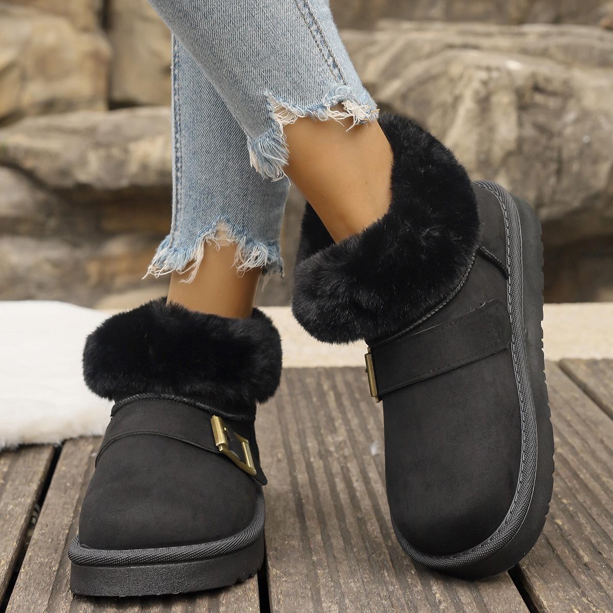

Large size thick-soled snow boots for women s 2025 new winter lazy one-pedal velvet to keep warm foreign trade 36 чорний