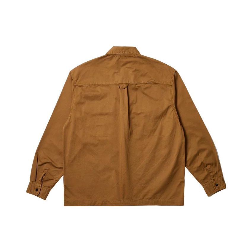 Palace X Carhartt WIP FW23 Co-Branded Classic Logo Dual Pocket Button-Down Shirt Unisex Tops Khaki I032721-KHAKI