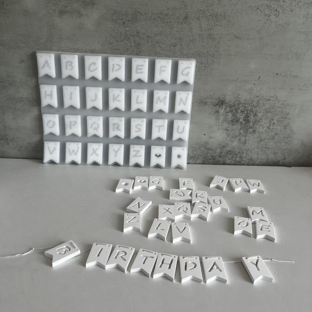 Silicone Letter Molds Letter Banners Pendant Molds Silicone Texture for Crafting Wall Hangings and Event Decorations