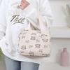 Cute Cartoon Printed Corduroy Versatile Handbag Office Worker Lunch Bento Tote Bag