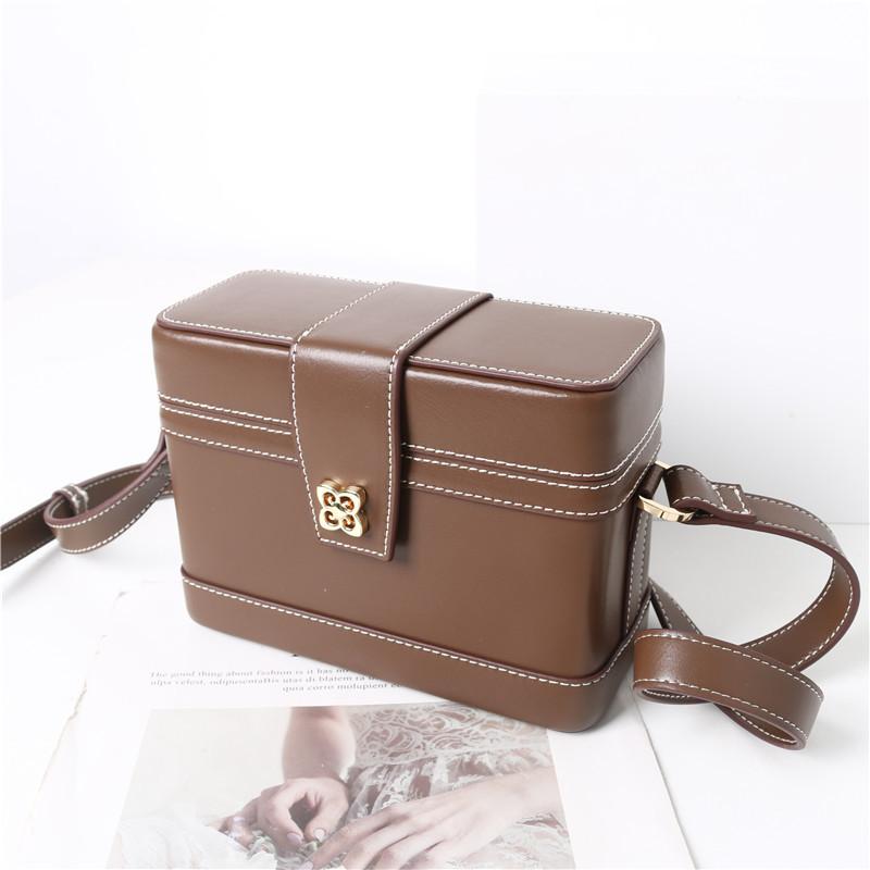Real Leather Cowhide Women s Bag 2025 New Versatile Retro Square Box Single Shoulder Crossbody Small кофейный