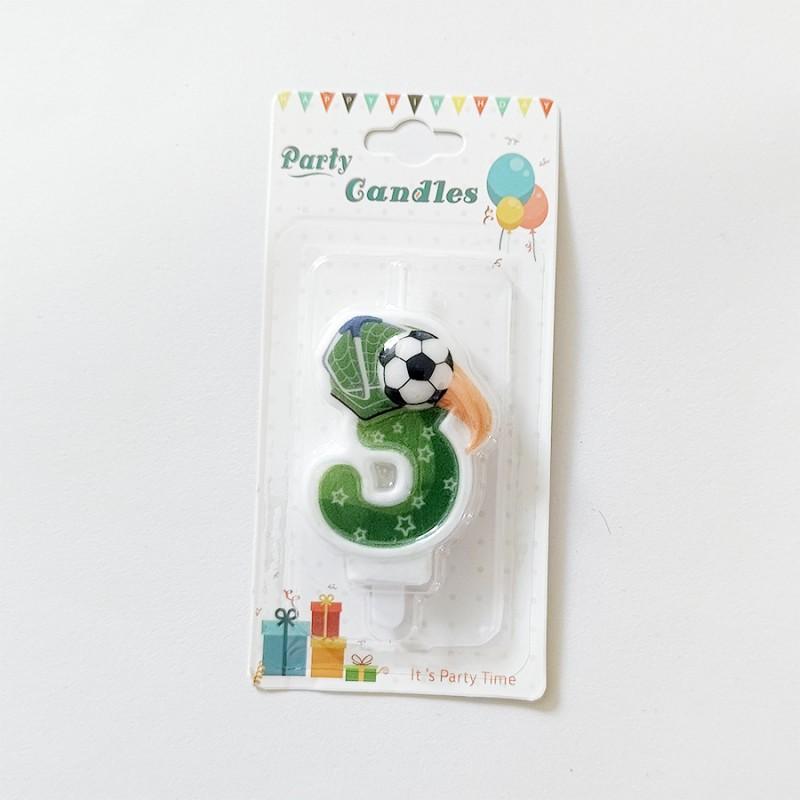Green Soccer Football Number Candles 0-9 Diy Birthday Cake Toppers Celebration Party Cake Decorations For Kids Soccer Fans