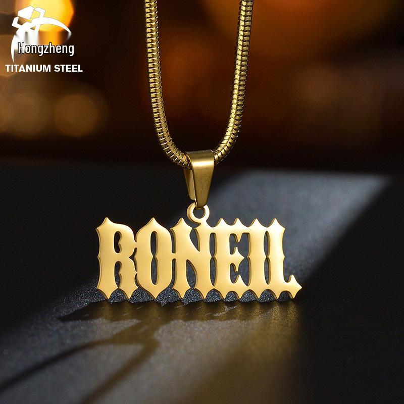 

Індивідуальне намисто з літер, зроблено своїми руками: Чоловічий кулон з ланцюжком «змійка» з нержавіючої сталі, різдвяний подарунок Steel