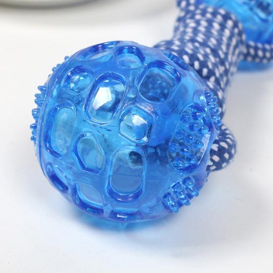 Hund Baumwollseil Kauspielzeug Hantelform Seilspielzeug mit strukturierten Bällen Interaktives Welpen Zahnungsspielzeug für Tauziehen Langeweile Linderung Zahnpflege