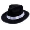 Vintage Fedora Hat for Women Men with Belt Panama Hat Magician Cap Black Flat Top Hat Cosplay Costume Party Dress Up Hat