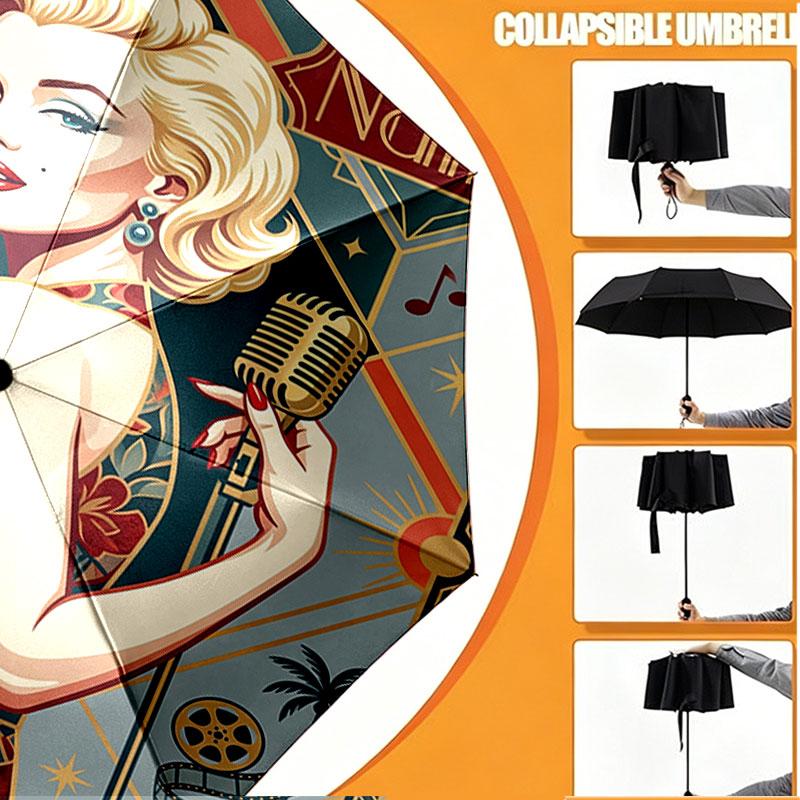 Personalisierter Regenschirm mit Marilyn Monroe Aufdruck und individuellem Namen, Automatisches Öffnen und Schließen, Stabiler 8-Rippen-Rahmen, Für Pendeln, Camping und Wandern, Geburtstagsgeschenk