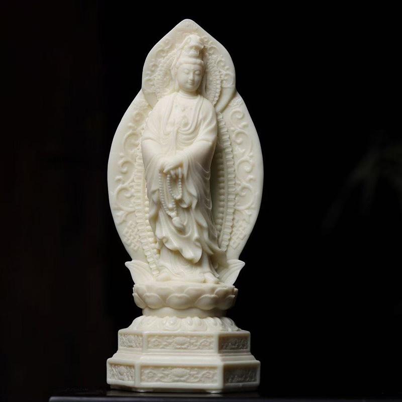 Imitation Ivory Guanyin Bodhisattva Statue Chinese Buddhism   Feng Shui Decoration Home  Buddhist Altar Ornament