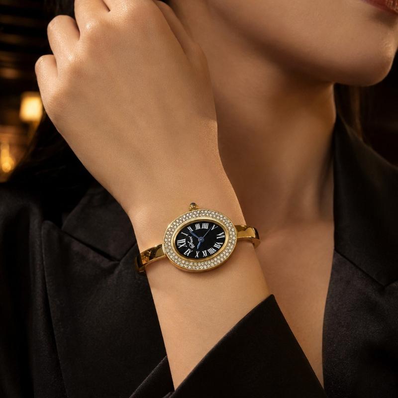 New Luxury Elegant Women' Bracelet Wrist Watch Classic Vintage Roman Numeral Rhinestones Quartz Watches for Ladies Montre Femme